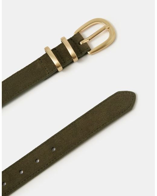 Accessorize Green Buckle Suede Belt