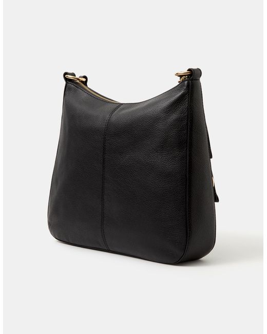 Accessorize Black Leather Messenger Crossbody Bag