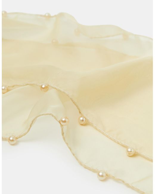 Accessorize White Pearl-Edged Sheer Scarf