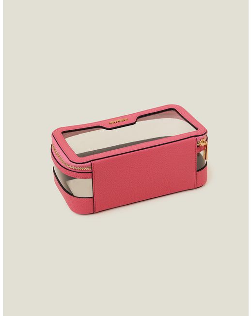 Accessorize Pink Women's Red Clear Make Up Bag