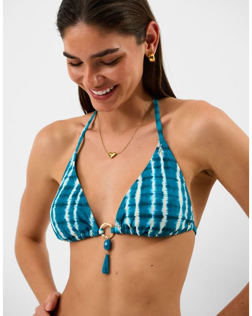 Accessorize Blue Tie-Dye Triangle Bikini Top