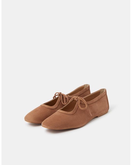 Accessorize White Tie Suede Ballet Flats