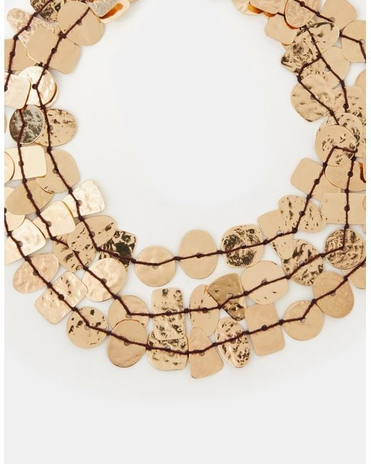 Accessorize Metallic Textured Disc Layered Necklace