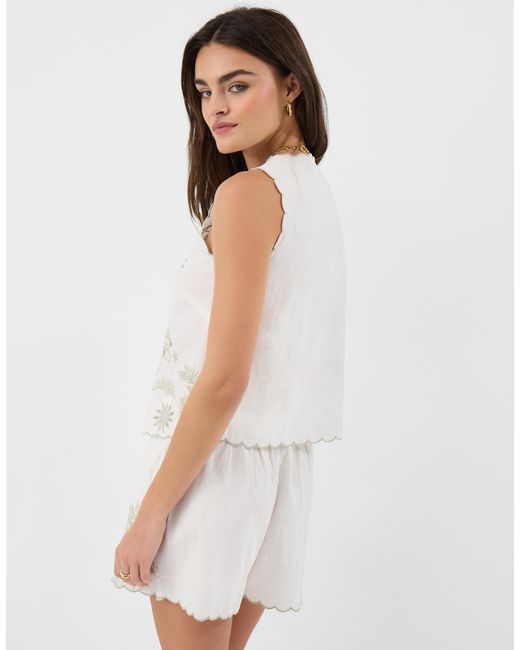 Accessorize White Celestial Cutwork Tie Front Tank Top
