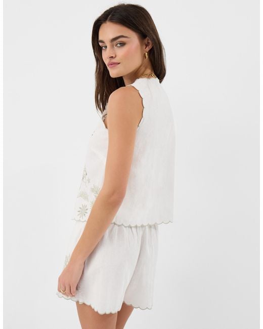 Accessorize White Celestial Cutwork Tie Front Tank Top