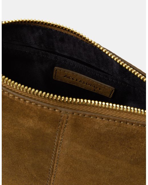 Accessorize Brown Suede Crossbody Handbag