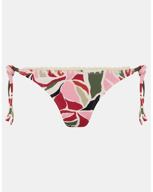 Accessorize Red Abstract Tie Side Bikini Bottoms