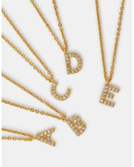 Accessorize Metallic 14Ct-Plated Stone Initial Pendant Necklace