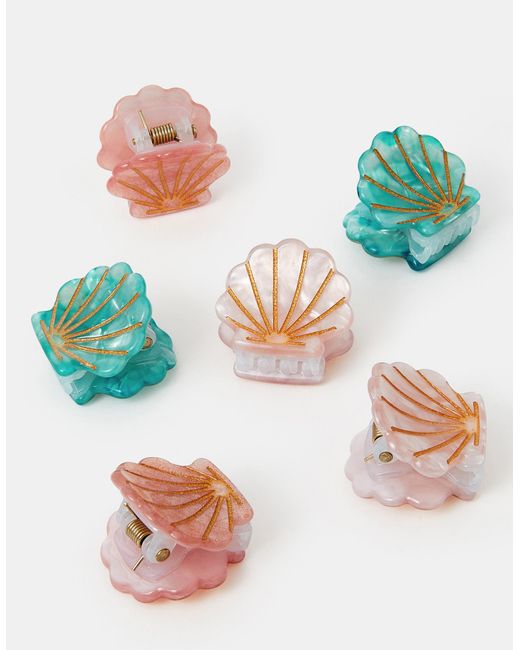 Accessorize Blue 6-Pack Mini Shell Claw Clips