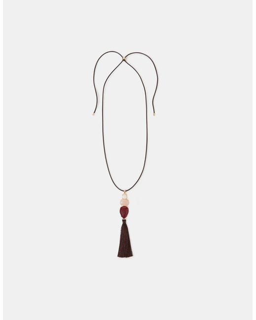 Accessorize White Tassel Pendant Cord Necklace