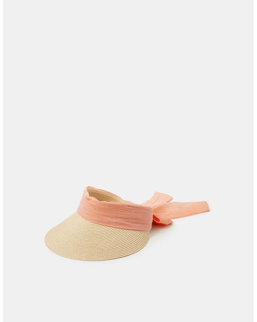 Accessorize Pink Woven Bow Sun Visor