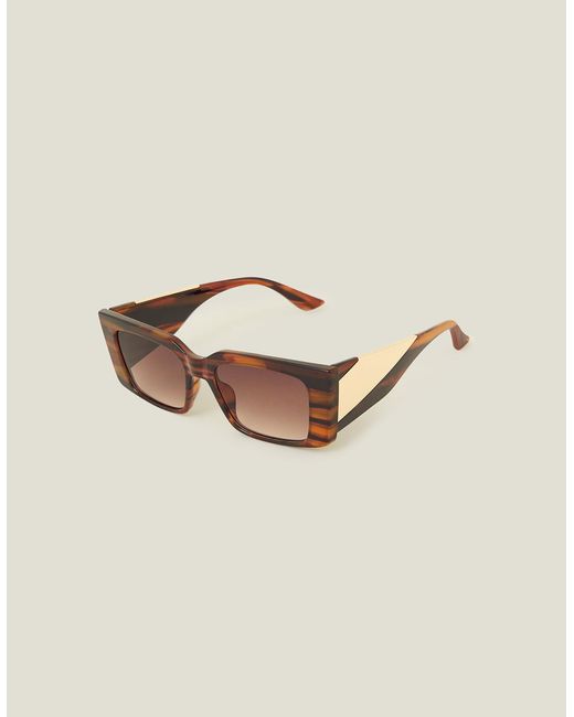 Accessorize Natural Gold Wide Arm Metal Cateye Sunglasses