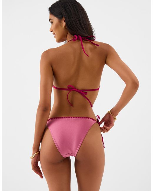 Accessorize Pink Whipstitch Tie Side Bikini Bottoms