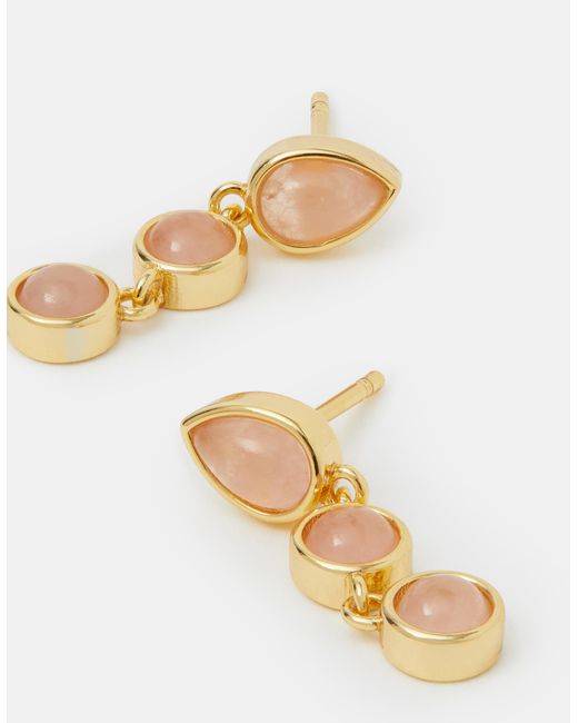 Accessorize White 14Ct-Plated Triple Stone Drop Earrings