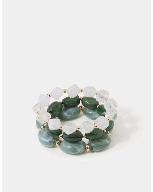 Accessorize Green 3-Pack Resin Bead Stretch Bracelets