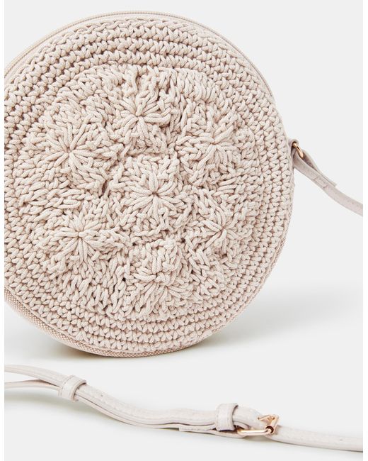 Accessorize White Round Macrame Bag