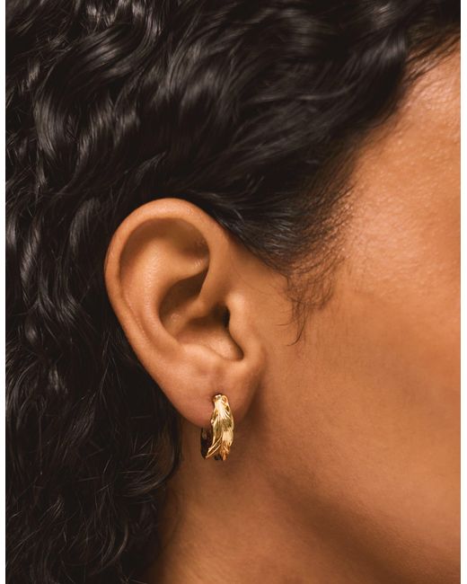 Accessorize Metallic 14Ct-Plated Feather Hoop Earrings