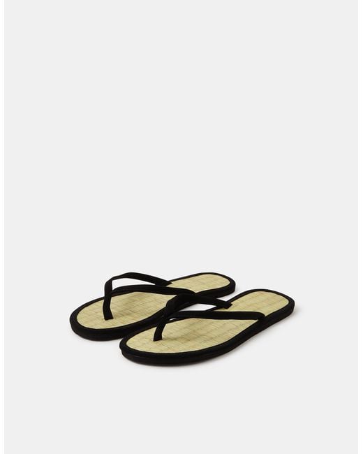Accessorize Black Plain Seagrass Flip Flops