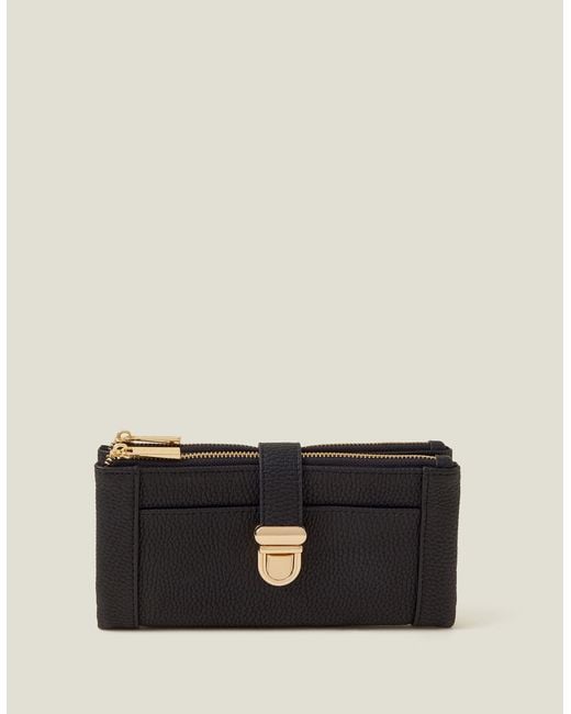 Accessorize Black Pu Push Lock Wallet