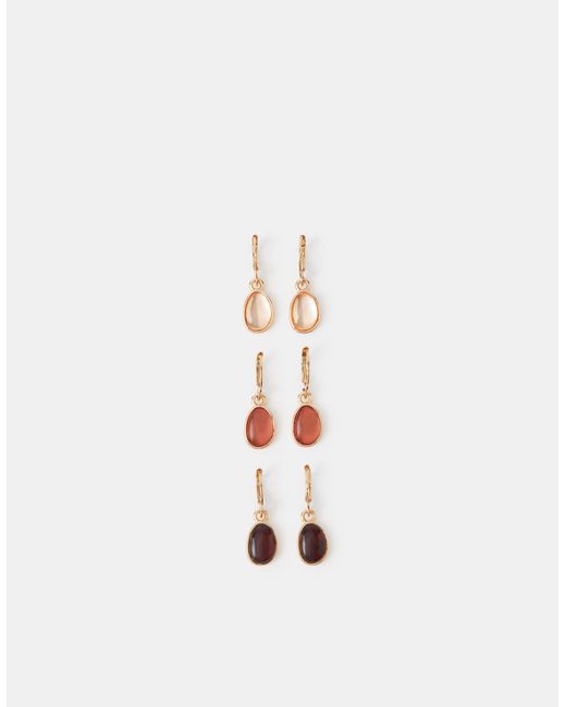 Accessorize White 3-Pack Stone Drop Hoop Earrings