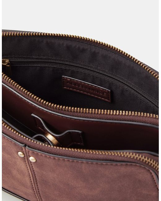 Accessorize Purple Classic Double Zip Crossbody Bag