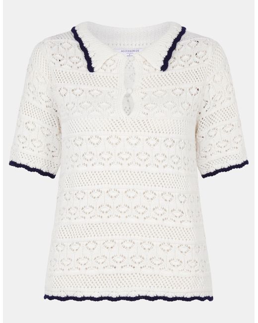 Accessorize White Knitted Polo Shirt