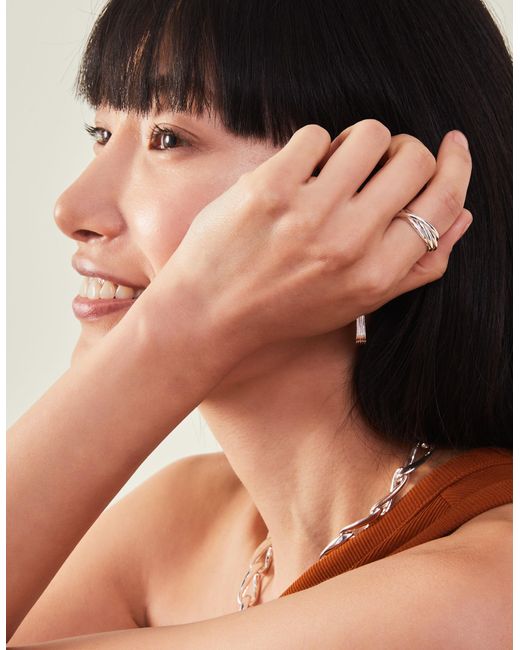 Accessorize Natural Women's Interlocking Ring Silver