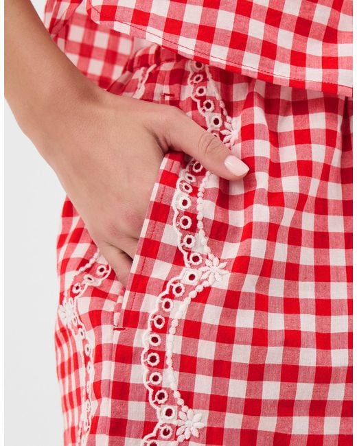 Accessorize Red Cutwork Gingham Shorts