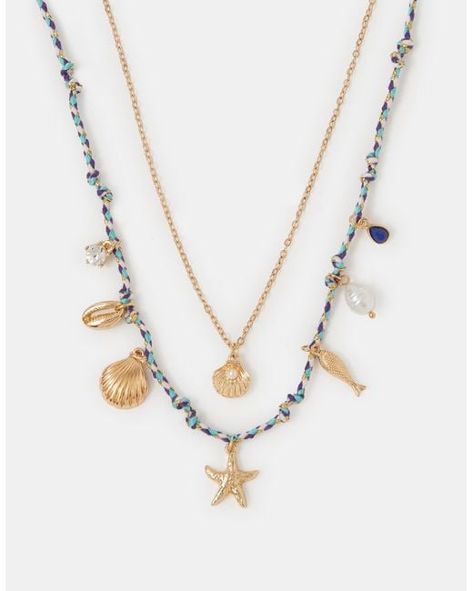 Accessorize White 2-Pack Shell Charm Cord Necklaces