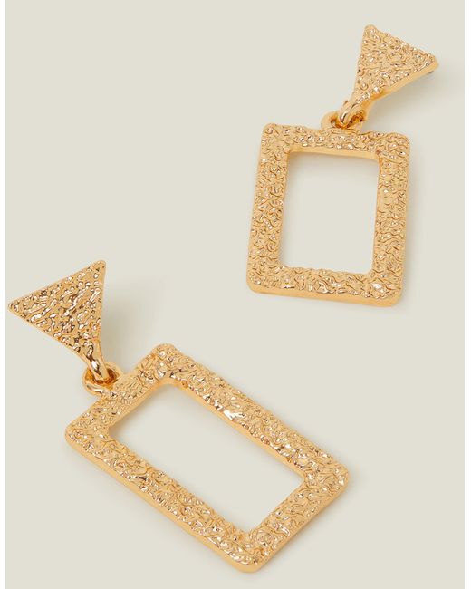 Accessorize Metallic Gold Textured Doorknocker Earrings