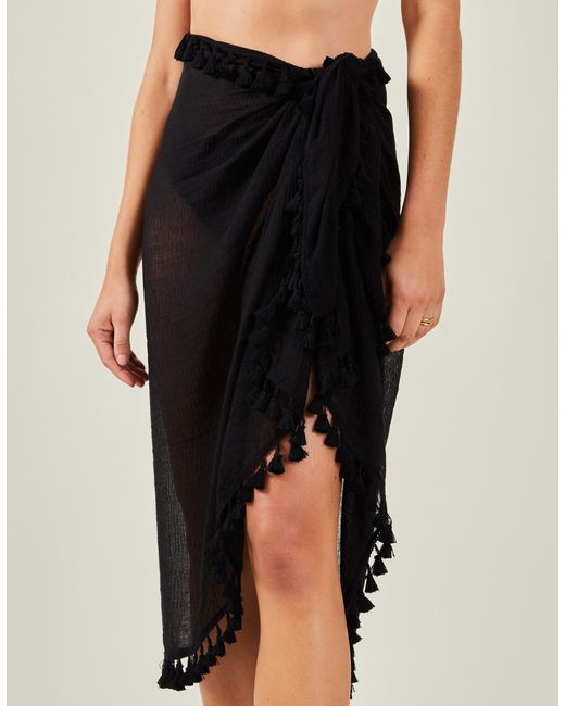 Accessorize Black Tassel Trim Sarong