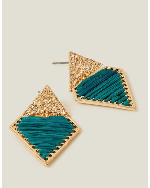 Accessorize Blue Women's Gold Diamond Drop Thread Earrings