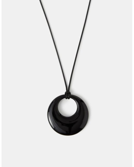Accessorize White Disc Pendant Cord Necklace