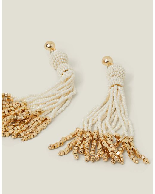Accessorize Metallic Gold Tassel Drop Earrings