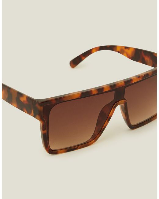 Accessorize Natural Women's Brown Flat Lense Visor Sunglasses