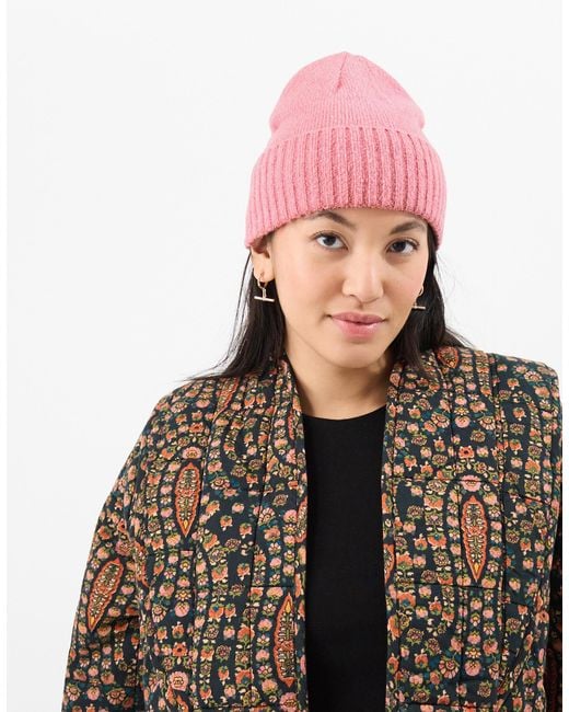 Accessorize Pink Ribbed Knit Beanie Hat