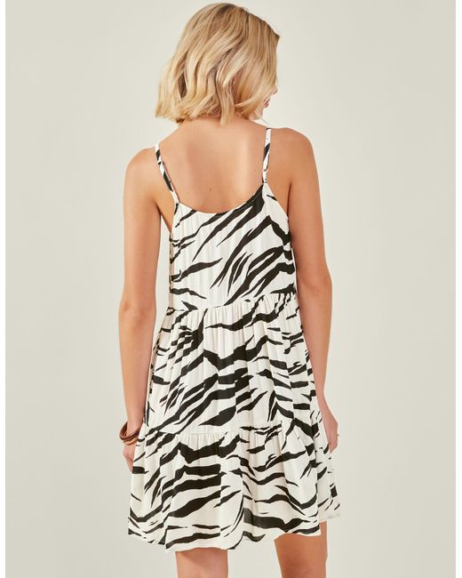 Accessorize White Women's Zebra Print Swing Dress Ivory