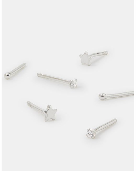 Accessorize White 3-Pack Sterling Star Stud Earrings
