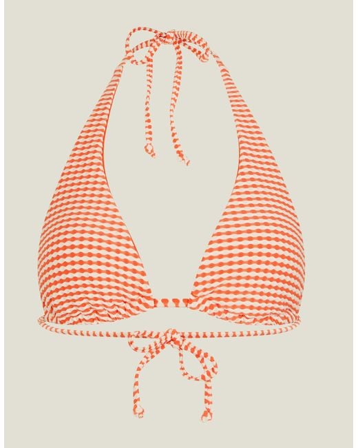 Accessorize Multicolor Women's Seersucker Triangle Bikini Top Orange
