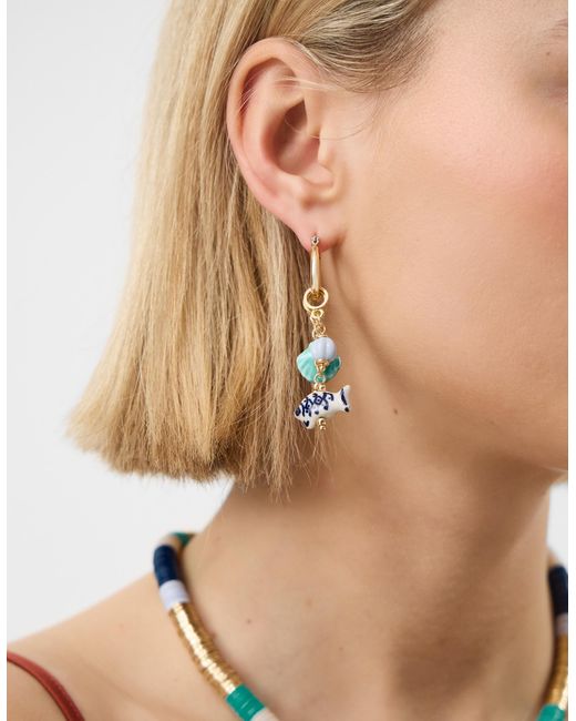 Accessorize Natural Fish Charm Hoop Earrings