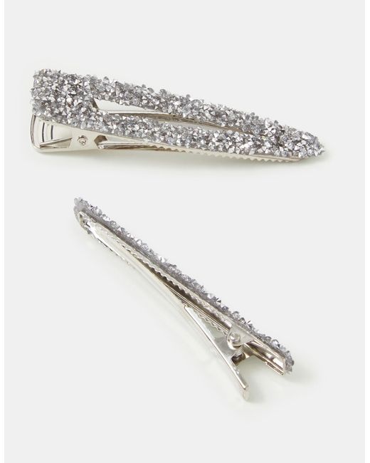 Accessorize White 2-Pack Encrusted Hair Clips