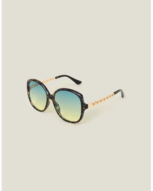 Accessorize Multicolor Gold Oversized Circle Arm Sunglasses
