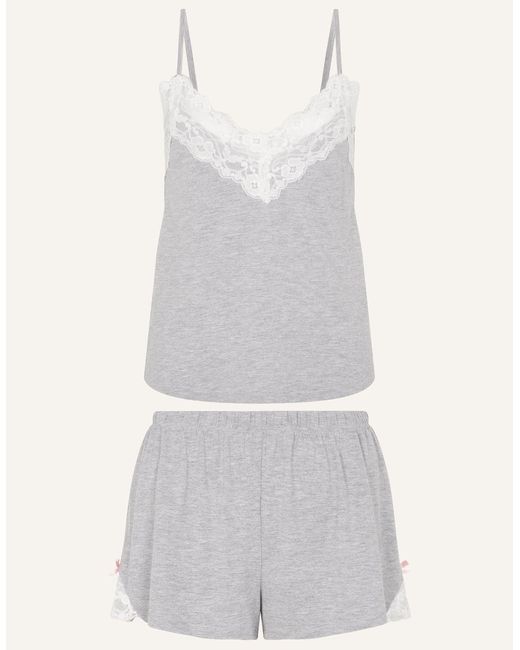 Accessorize White And Super-Soft Lace Trim Viscose Pyjama Set