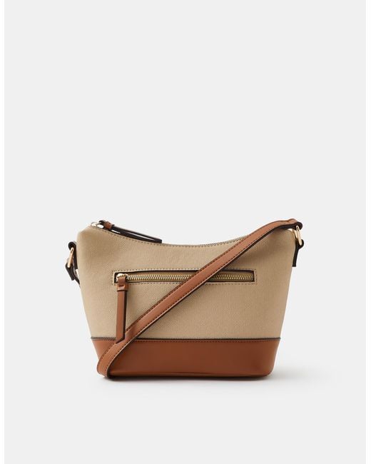 Accessorize Natural Two Tone Canvas Crossbody Bag