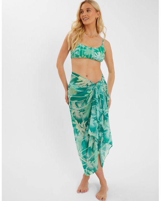 Accessorize Green Palm Print Sarong