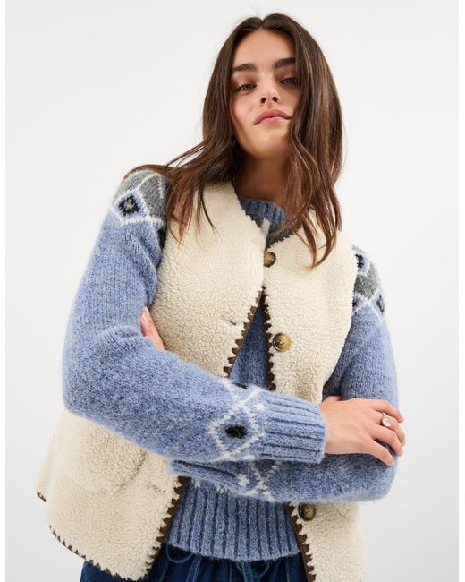 Accessorize Blue Faux Shearling Gilet