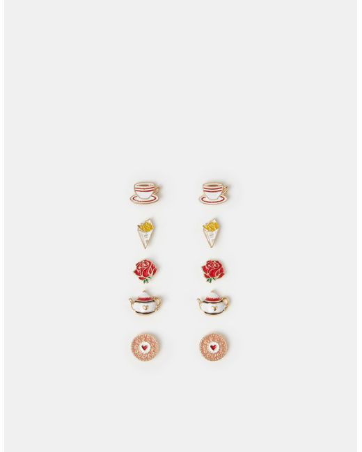 Accessorize White 5-Pack London Food Stud Earrings