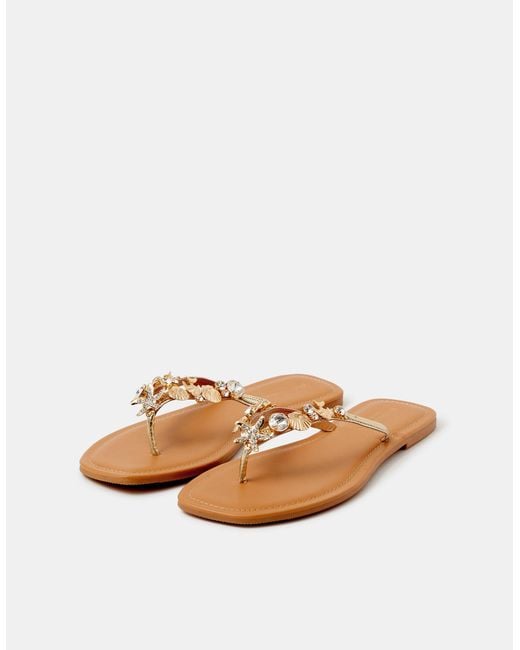 Accessorize Natural Sparkle Shell Embellished Sandals
