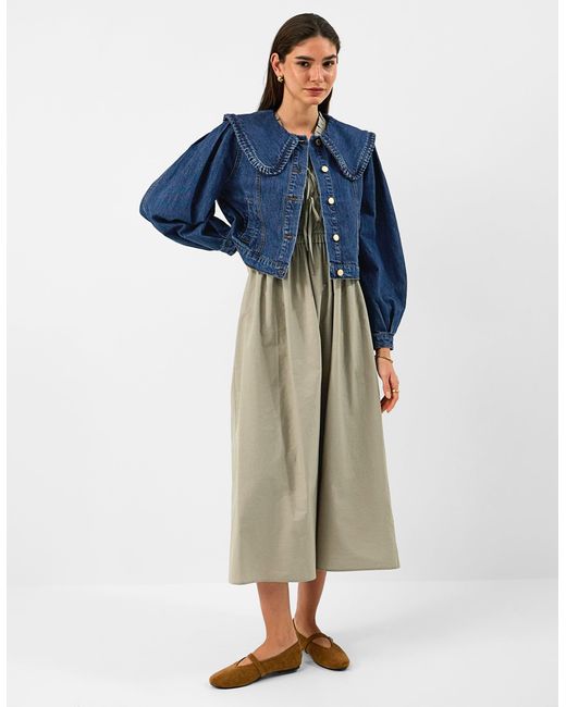 Accessorize Blue Frill Collar Denim Jacket