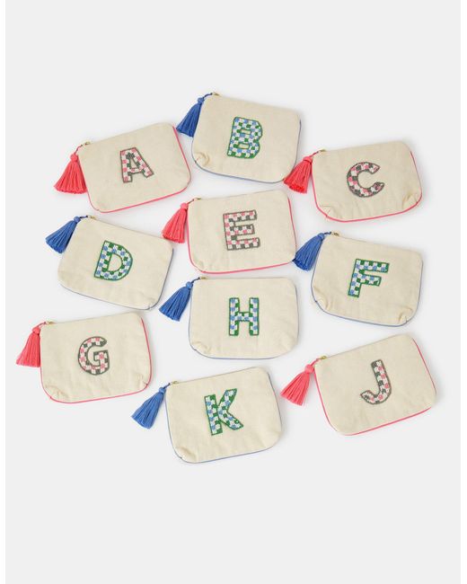 Accessorize Pink Initial Beaded Pouch